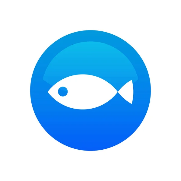 Fish icon - Vector round emblem for Fish shop or Seafood cafe. Single simple Logotype o Button illustration for Restaurant or Market. — Stok Vektör