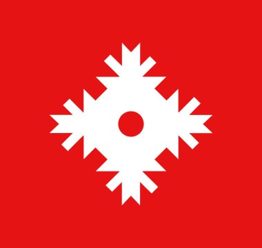 Kırmızı arkaplanda Vektör Kar Tanesi simgesi beyaz rengi - Biçim grafik illüstrasyonu.