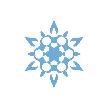 Kar tanesi ikonu. Noel ve kış teması. Basit düz mavi çizim