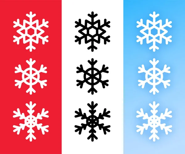 Schneeflocke Icon Set für Weihnachtsdekoration — Stockvektor