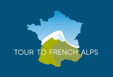 Fransız Alplerine Tur - Dağlı Vektör Logosu