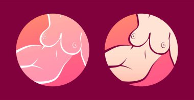 Pembe arka planda çıplak göğüslü çıplak bir kız.