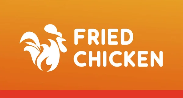 Logo de pollo frito con gallo ardiente con fuego — Vector de stock