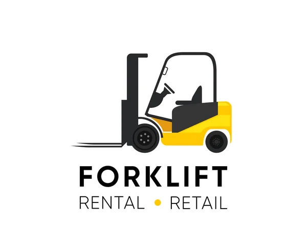 小売店、レンタルおよび修理のためのフォークリフトのロゴ — ストックベクタ
