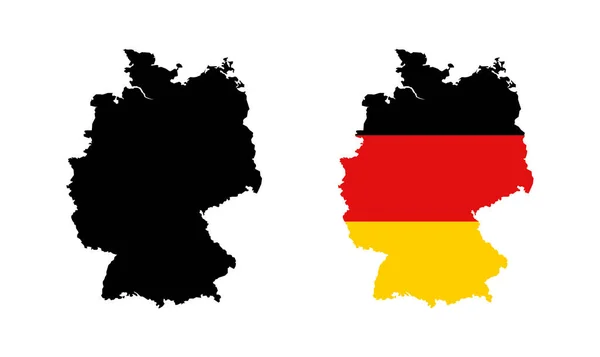 Mapa de Alemania en Negro y color de la Bandera Nacional — Vector de stock