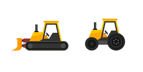 Set of Vector Tractors icon isolated on white — 스톡 벡터