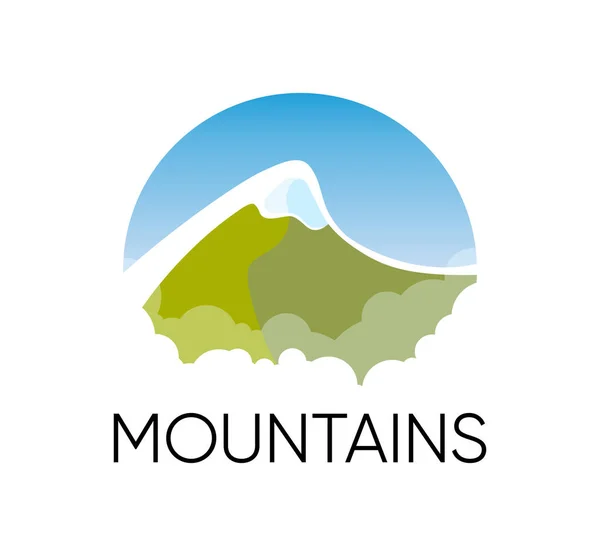 Seyahat için yuvarlak amblemde Alp Dağları — Stok Vektör