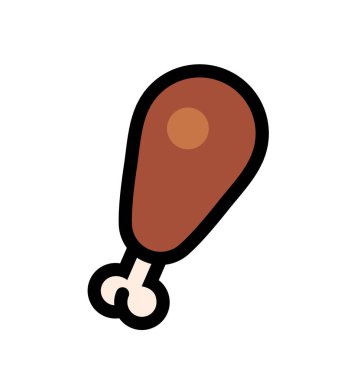 Fried Chicken leg icon, Line art flat vector