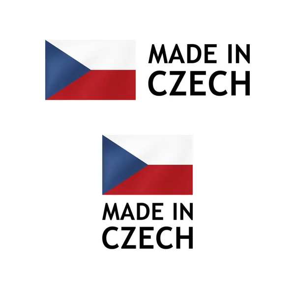 Hecho en República Checa Etiqueta, Vector Tag plantilla — Vector de stock