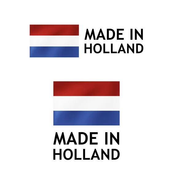 Modèle d'étiquette vectorielle avec drapeau néerlandais sur blanc — Image vectorielle