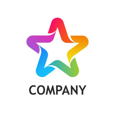 Beyaz üzerine yıldız logo vektörü Renkli illüstrasyon