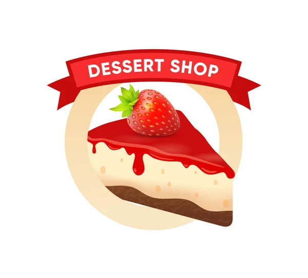 Logo van de dessertwinkel ronde vorm - Vector Badge — Stockvector