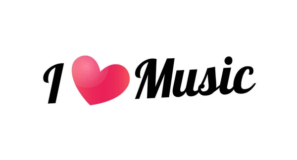 Jag älskar musik, vektor bokstäver slogan med hjärta — Stock vektor