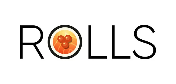 Rolls Logo Vector para barra de sushi con comida japonesa — Vector de stock