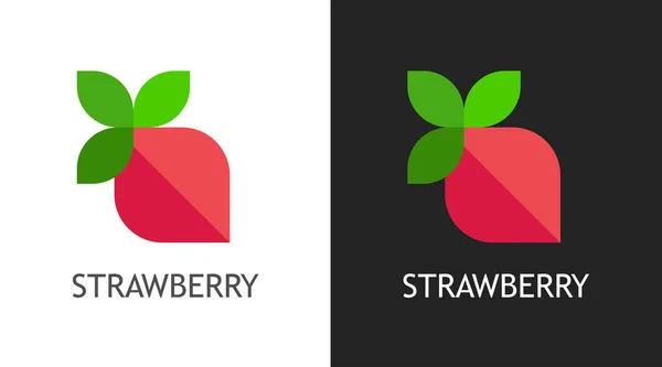 Strawberry Logo vetor ícone em preto e branco — Vetor de Stock