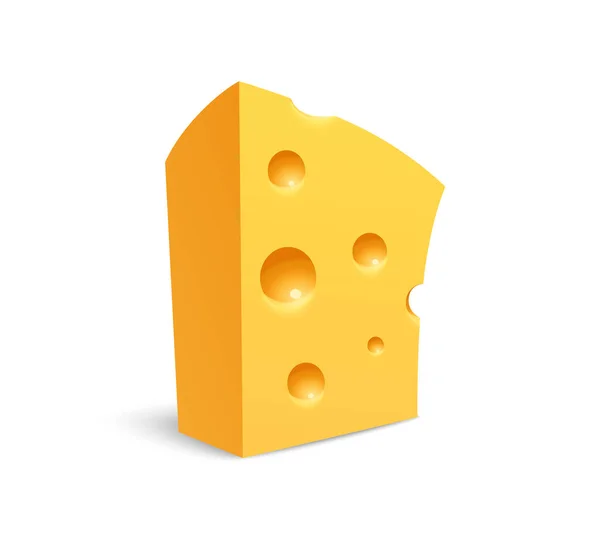 Icono Del Queso Trozo Queso Maasdam Suizo Aislado Blanco — Vector de stock