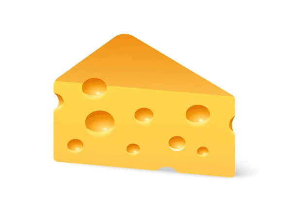 Triangular Cheese Piece Swiss Maasdam Isolated White — Stock Vector