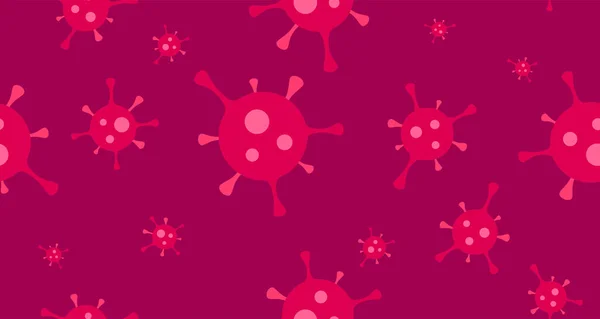 Coronavirus Або Flu Virus Seamless Background Червоним Рожевим Кольором Vector — стоковий вектор