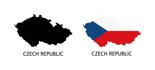 Map Czech Republic Black Color Flag Pole Silhouette Czech Republic — Stock Vector