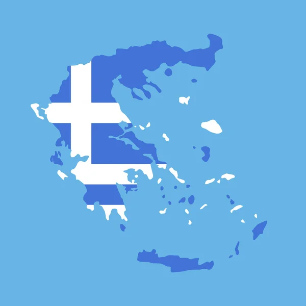 Yunanistan Haritası Silueti Ile Dolu Ulusal Yunan Bayrağı Vektör Illüstrasyonu — Stok Vektör