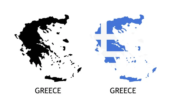 Greece Map Silhouette Black Color Flag Pole Στο Περίγραμμα Της — Διανυσματικό Αρχείο