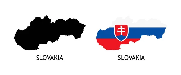 Eslováquia Mapa Silhueta Cor Preta Pólo Bandeira Contorno Eslováquia Ilustrações —  Vetores de Stock