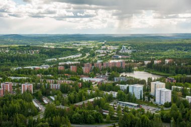 Kuopio ve göller üzerinde yaz gün, Kuzey Savonia, Finlandiya için dağdan görüntüleyin