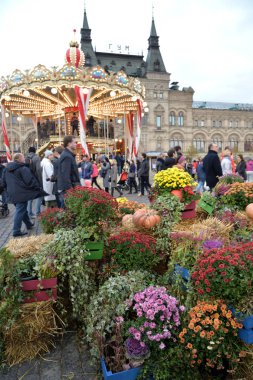 Moskova, Rusya, 13 Ekim 2019: Kızıl Meydan 'da Altın Sonbahar Festivali