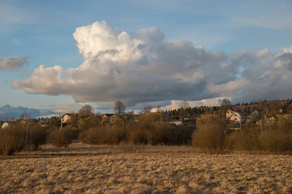 Blick Auf Das Dorf Vom Feld Des Klin Dmitrovsky Berges — Stockfoto