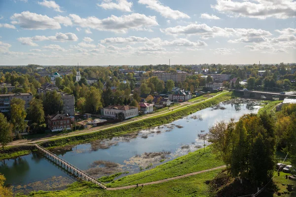 Blick Auf Die Altstadt Von Kaschin Und Den Fluss Kaschinka — Stockfoto