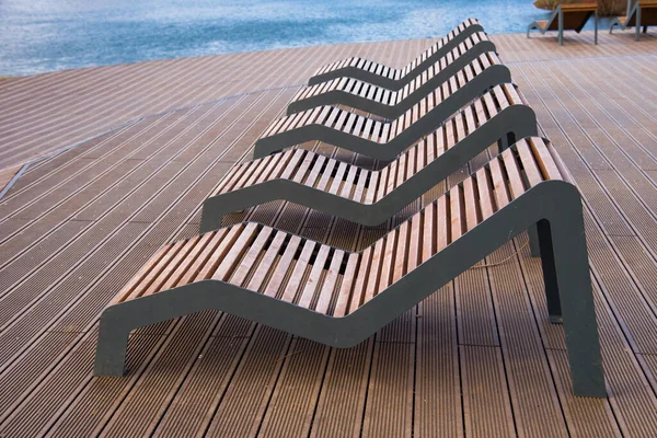 Sun Loungers Platform Lake — Stock Photo, Image