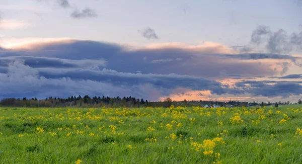 Panorama Aldeia Cume Klin Dmitrovsky Com Nuvens Início Primavera Distrito — Fotografia de Stock