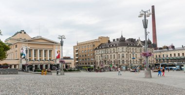 Tampere, Finland, 11 August, 2014: Tampere Theatre (Finnish: Tampereen Teatteri) was started in 1904. Theatre is on Tampere Central Square clipart