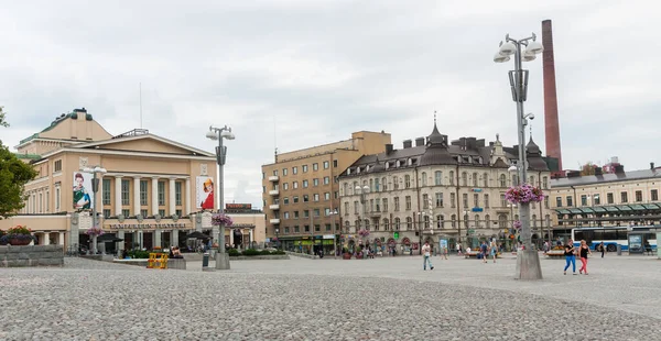 Tampere, Finlandiya, 11 Ağustos 2014: Tampere Tiyatrosu (Fince: Tampereen Teatteri) 1904 yılında kuruldu. Tiyatro Tampere Merkez Meydanı 'nda.