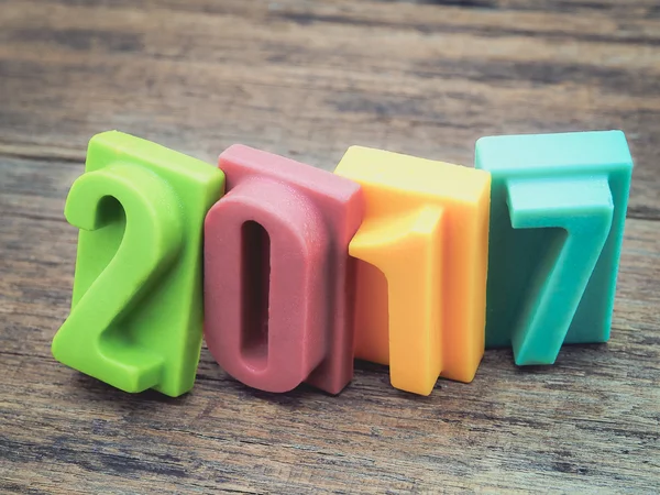 Frohes neues Jahr 2017, Tafel Schokolade — Stockfoto