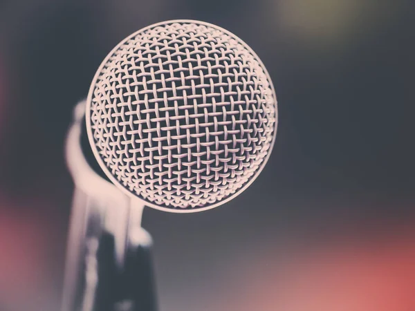 Close up of microphone in karaoke room or conference room — Stock Photo, Image