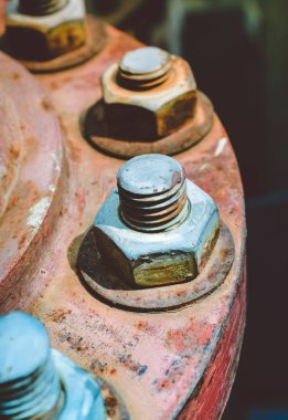 Paslı somun ve cıvata, seçici odak