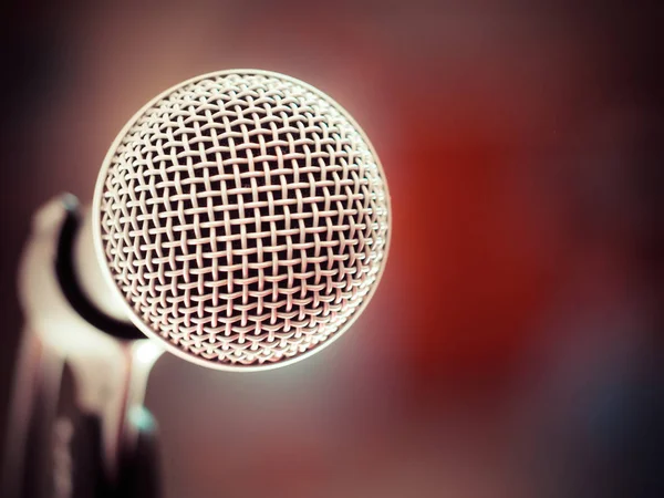 Microphone in karaoke room or conference room — Stock Photo, Image