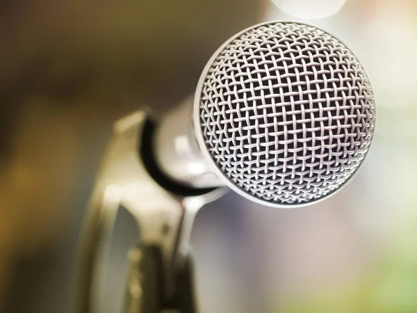 Microphone in karaoke room or conference room — Stock Photo, Image