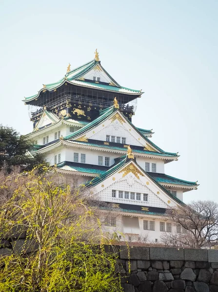 La vista frontal del Castillo de Osaka — Foto de Stock