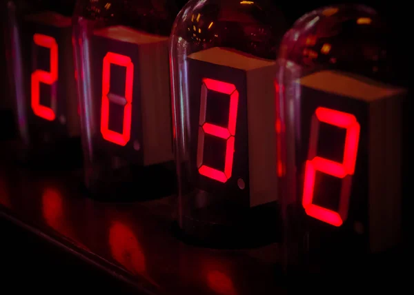 Electronic Red Digital Time Numbers in The Dark — Stock Photo, Image