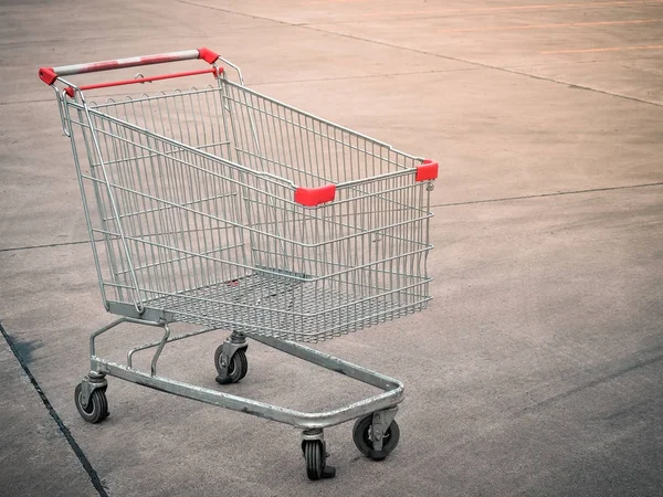 Shopping cart in parking areas, shopping malls. Space for place your text.