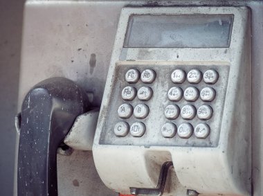 Eski düğmesini Tay alfabesi üzerinde genel telefon numarası. Bangkok, Tayland.