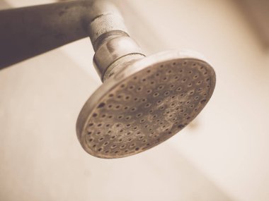     Eski duş yer ile baş metin, seçici odak ve görüntüyü kapat 