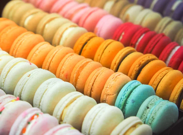 Colorful Tasty Macaroons Sweet Almond Cookies Macarons Close Selective Focus — Stock Photo, Image