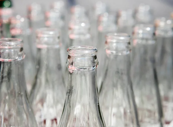 Used Glass Bottles Close Selective Focus Recyclable Object Image — Stock Photo, Image