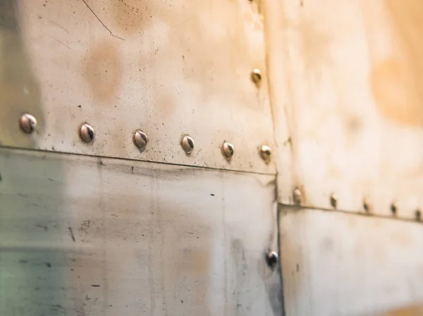 Aluminum Wall Rustic Metal Sheet Background Selective Focus Architecture Detail — Stock Photo, Image