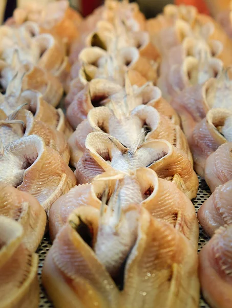 Striped Dry Snakehead Fish Selling Street Market Bangkok Thailand — Stock Photo, Image