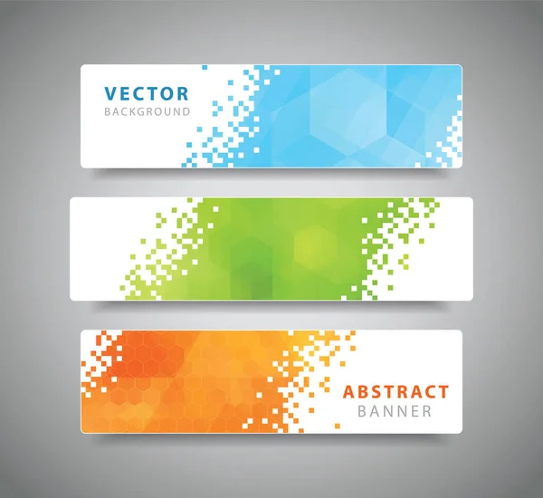 Set van drie moderne geometrische vector banners met veelhoekige backg — Stockvector