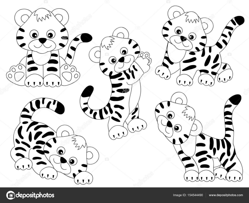 black and white tiger clipart